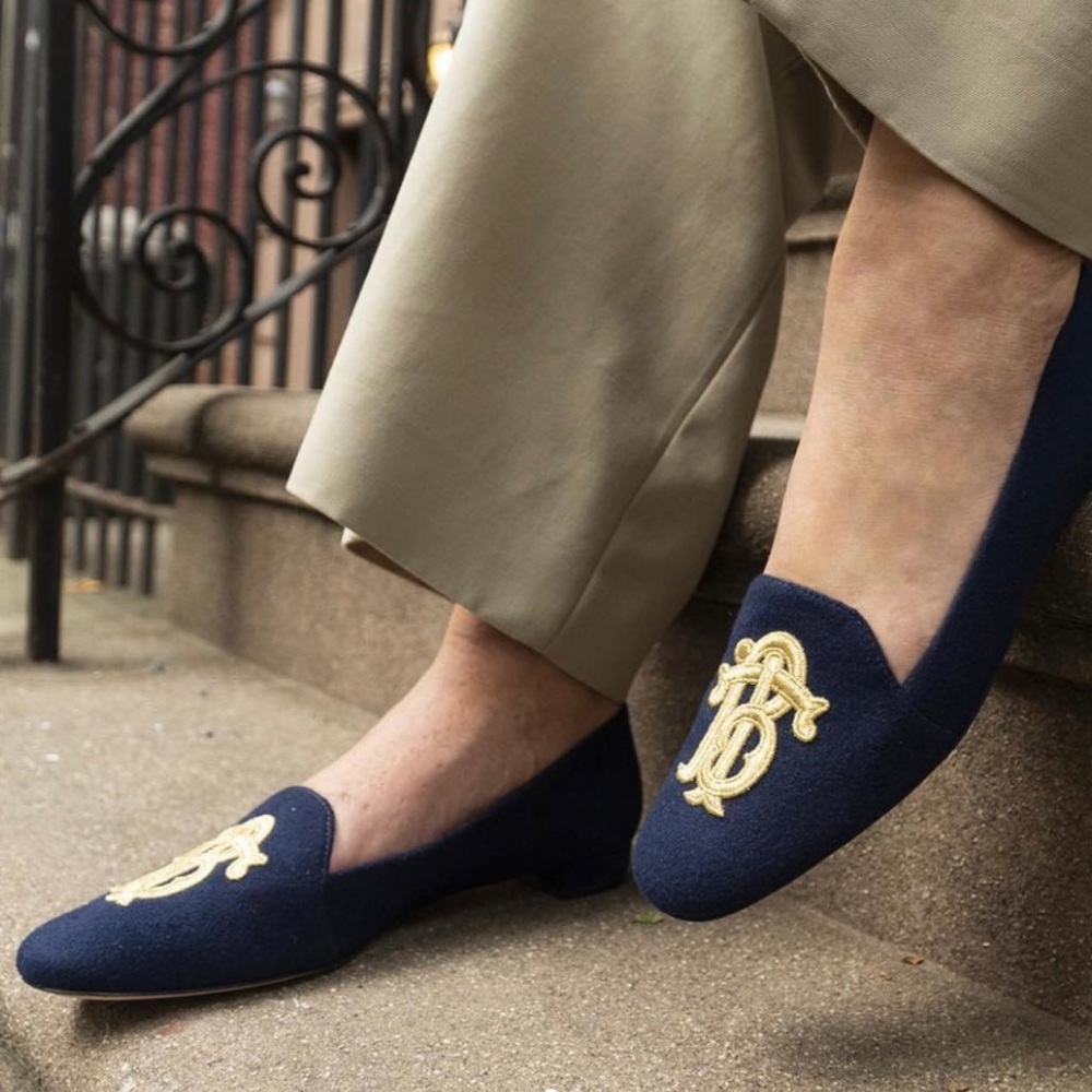 Tory Burch suede navy/gold loafers (no box) size 10